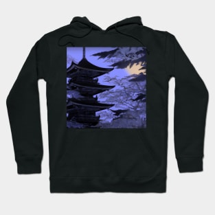 Japanese temple at night Hoodie